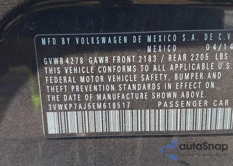 2014 Volkswagen Jetta Sportwagen 2.5L S from USA, damaged, VIN 3VWKP7AJ5EM618517